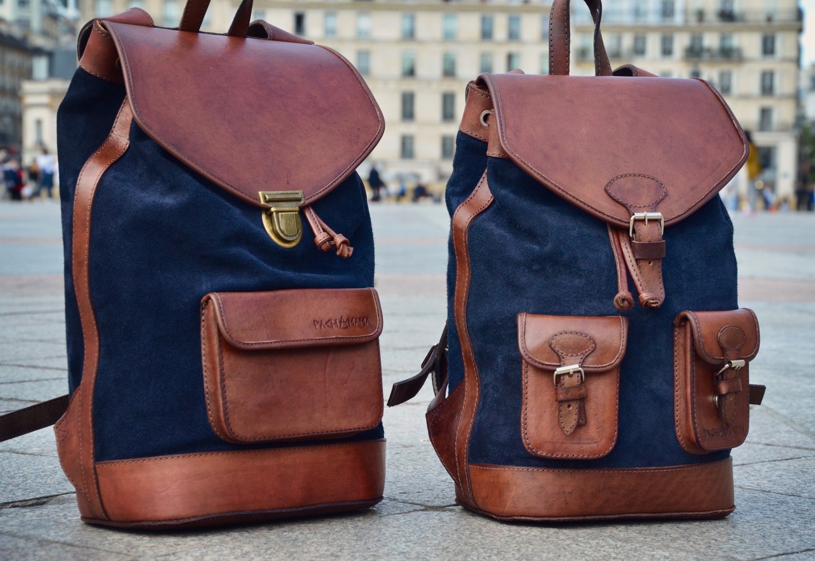 Pachamama Sac à dos GABI Bleu nuit Sac à dos rétro en cuir