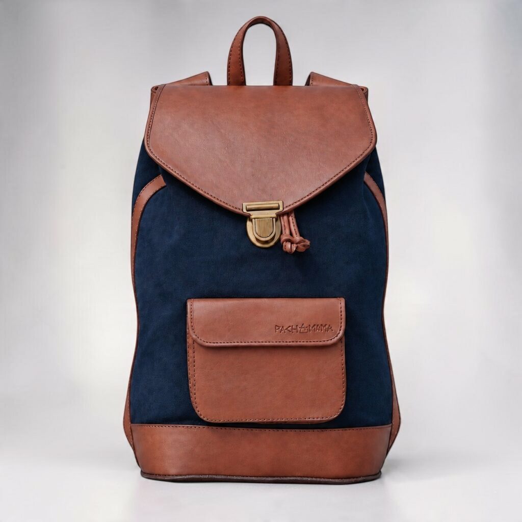 sac à dos bleu cuir