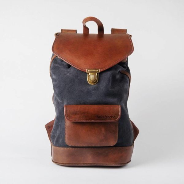 sac à dos joe gris pachamama vintage tendance rétro pratique fonctionnel élégant cuir velours nubuck