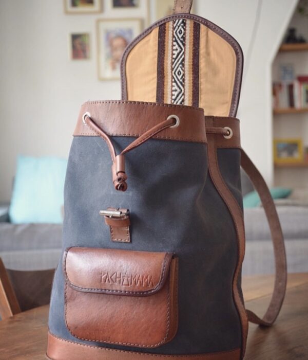 Sac à dos en cuir femme bohème chic Sac à dos LOU Anthracite