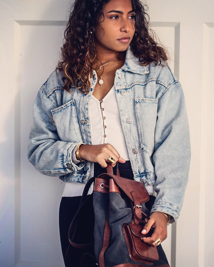 Sac à dos en cuir femme bohème chic Sac à dos LOU Anthracite