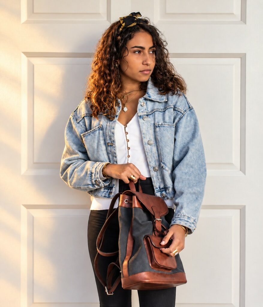 LOU Anthracite porté à la main par une femme