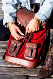 sac à dos en cuir rouge