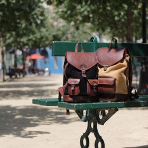 banc public paris urbain sacs à dos vintage cuir