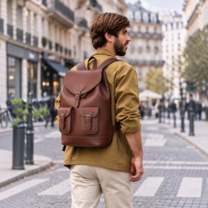 sac à dos cuir marron homme ville carré