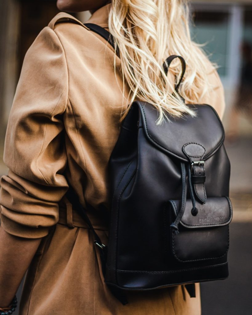 little black leather backpack