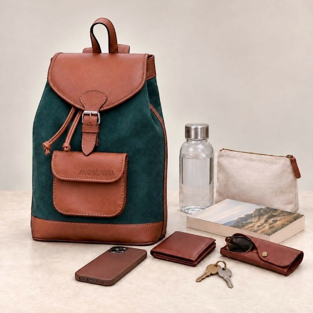 sac à dos femme et contenu
