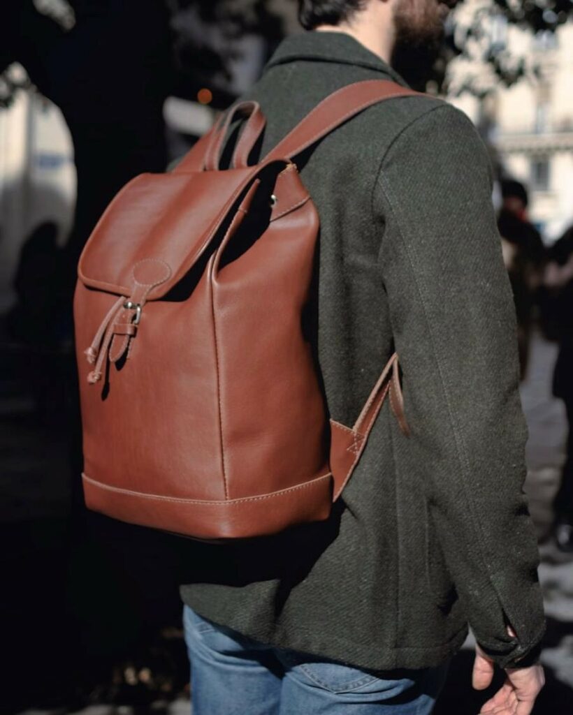 men leather backpack