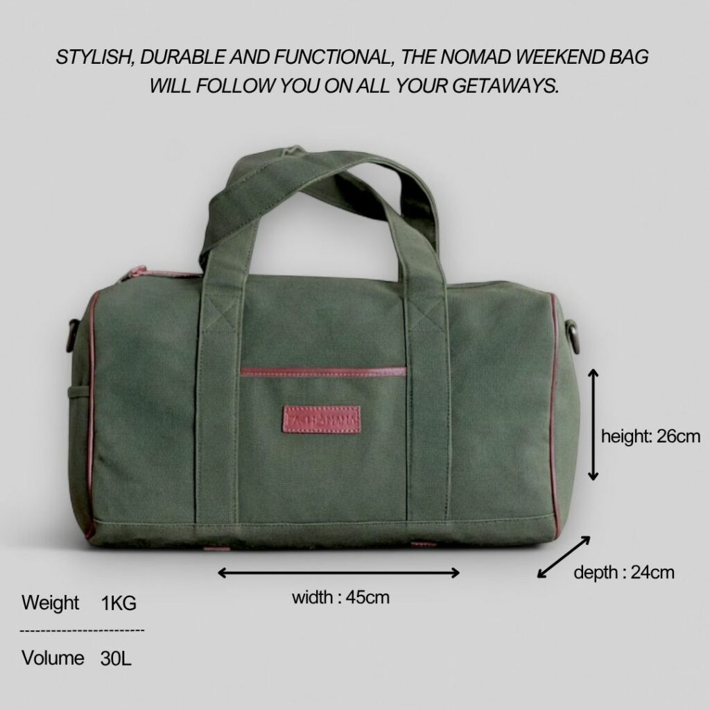 sac weekend nomad descriptif recto anglais