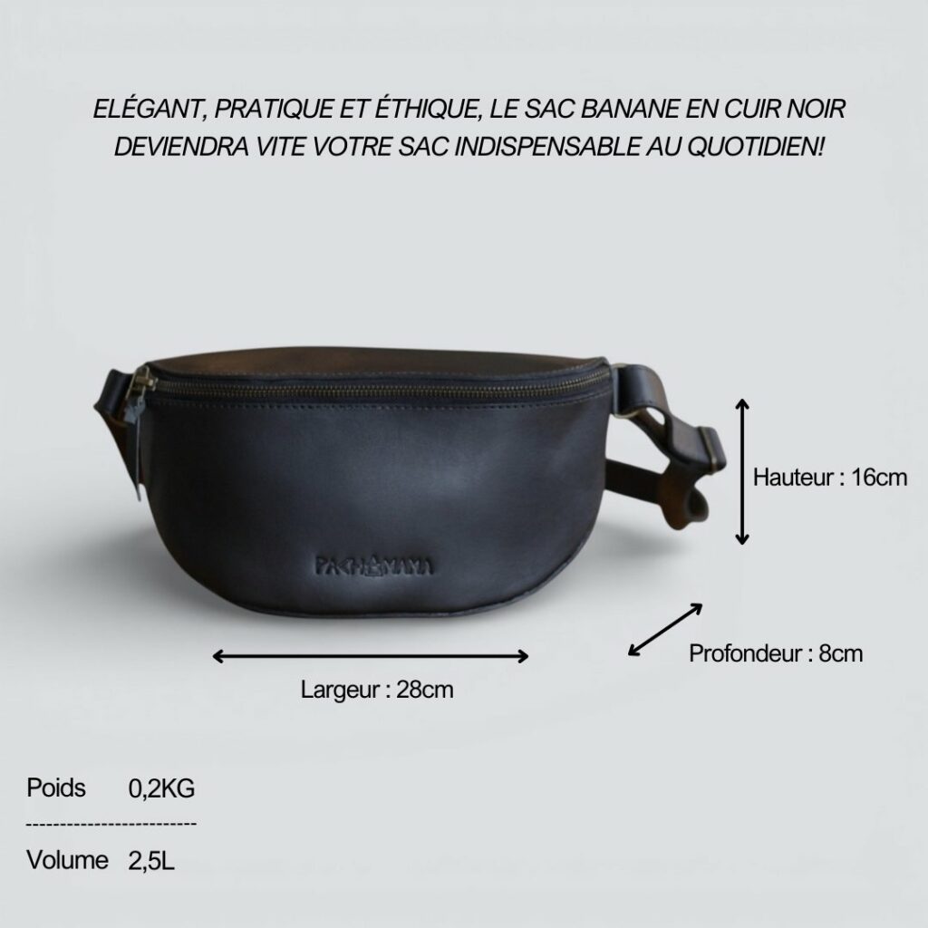 recto banane cuir noir