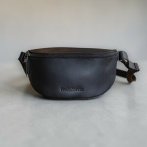 sac banane cuir noir