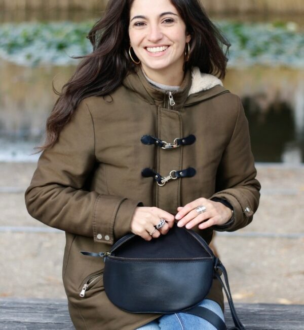 black leather belt bag