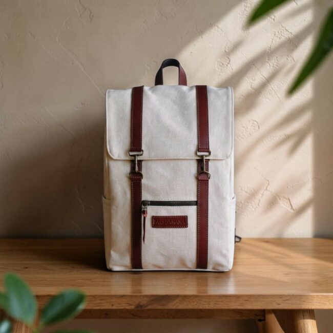 sac à dos blanc cuir urbain