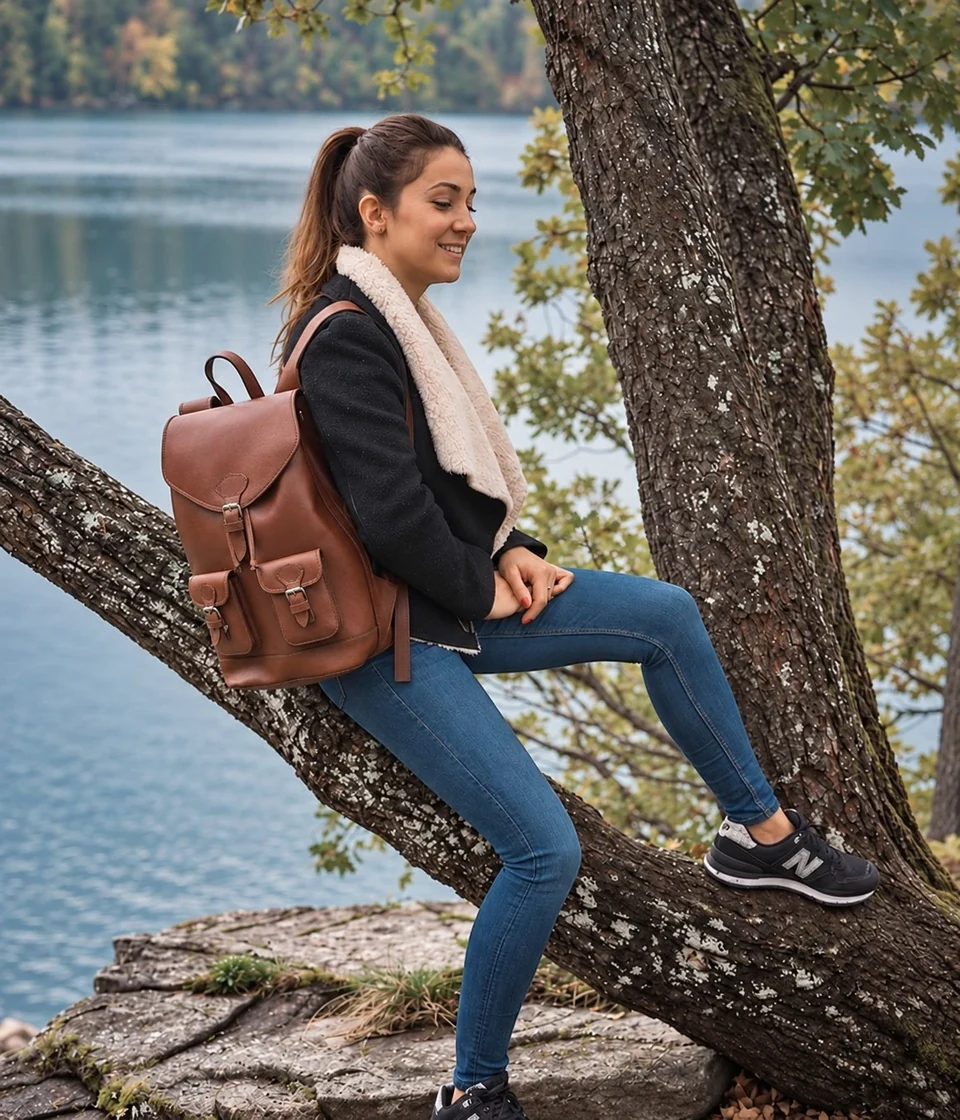 GABI Cuir marron porté en promenade