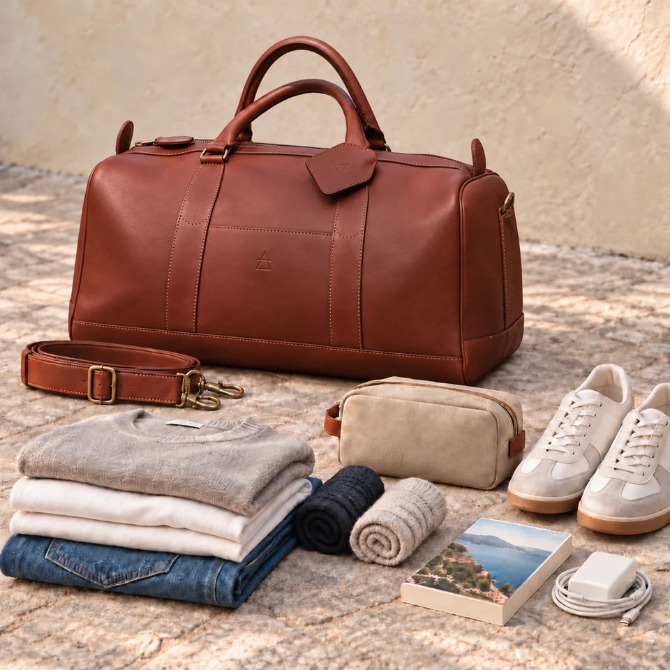 DIEGO Cuir et ses affaires pour un week-end